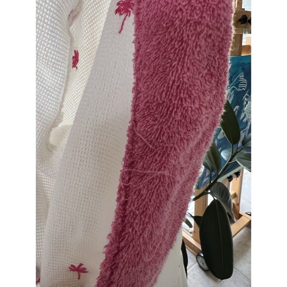 Lilly Pulitzer Bathrobe Womens Small White Pink Palm Trees Girl Cutesy - Picture 5 of 10